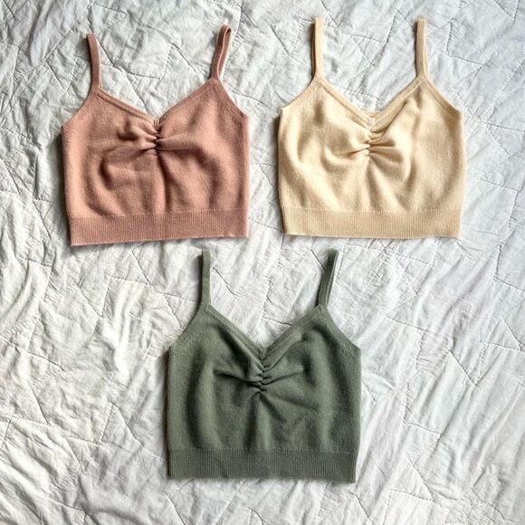 $136 Sandro Soft Wool Olive Green Cream Sweater Tank Top Shirt Large Women's 3 - Picture 3 of 8